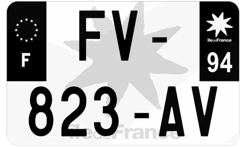 Plaque d'immatriculation moto noire fond logo Val-de-Marne 94