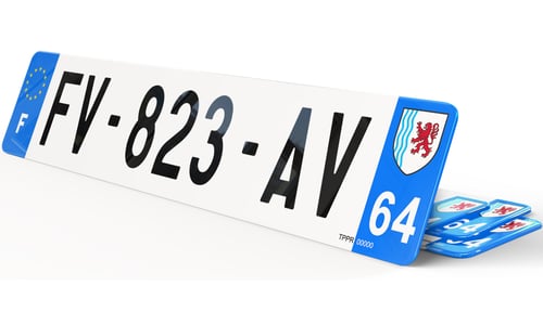 Plaque d'immatriculations Pyrénées-Atlantiques 64