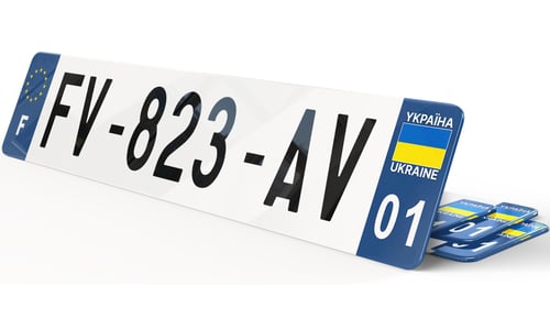Plaque immatriculation bleu drapeau Ukraine UA