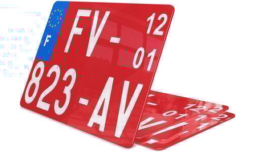 Plaque immatriculation transit temporaire rouge 27,5x20