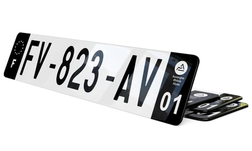 Plaque immatriculation Noire 45,5x10 cm
