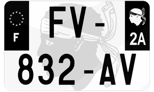 Plaque d'immatriculation moto noire fond logo Corse-du-Sud 2A