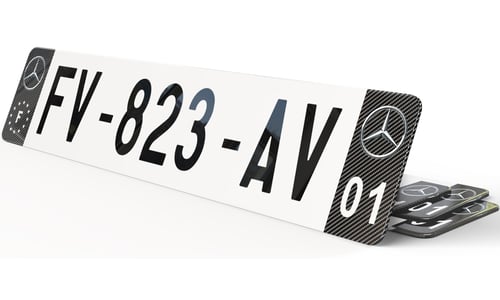 Plaque immatriculation Noire Eurofrance Mercedes Carbone 2