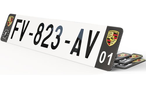 Plaque immatriculation Noire Eurofrance Porsche Carbone