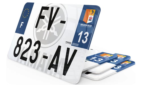 Plaque d'immatriculation moto fond logo Yamaha