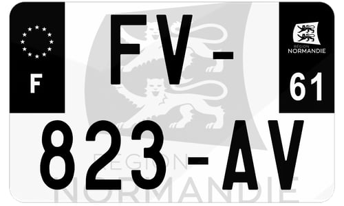 Plaque d'immatriculation moto noire fond logo Orne 61