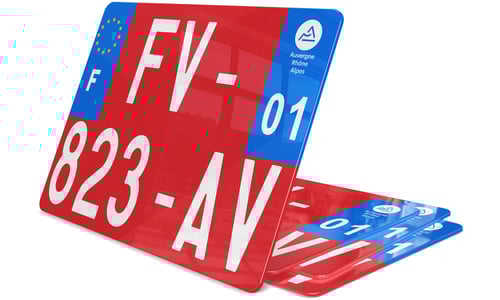 Plaque immatriculation voiture rouge 27,5x20