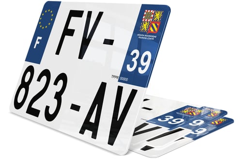 Plaque d'immatriculation 27,5x20 cm Jura 39