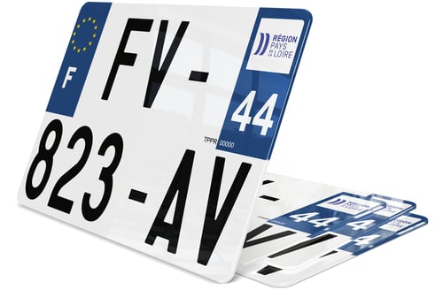 Plaque d'immatriculation 27,5x20 cm Loire-Atlantique 44