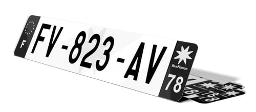 Plaque d'immatriculation noire fond logo Yvelines