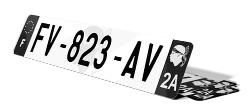 Plaque d'immatriculation noire fond logo Corse-du-Sud