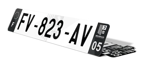 Plaque immatriculation noire fond logo PACA