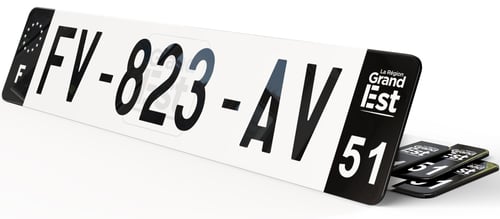 Plaque d'immatriculation noire fond logo Marne