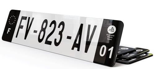 Plaque immatriculation Noire 27,5x7,5 cm