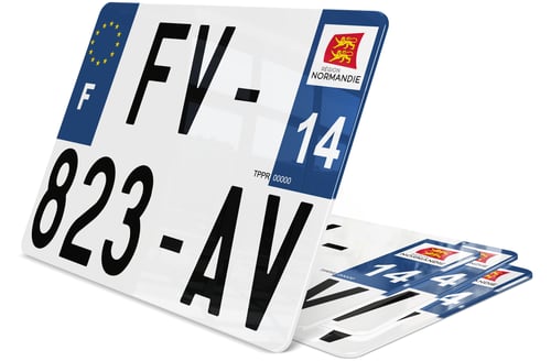 Plaque d'immatriculation 27,5x20 cm Calvados 14