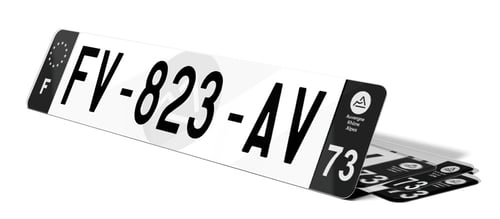 Plaque d'immatriculation noire fond logo Savoie