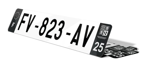 Plaque d'immatriculations noires Doubs 25
