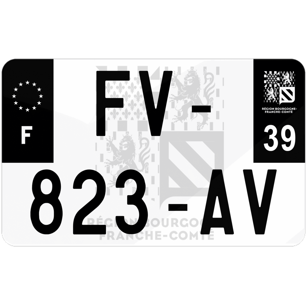 Plaque immatriculation moto noire fond logo Jura 39 Plaque Immat