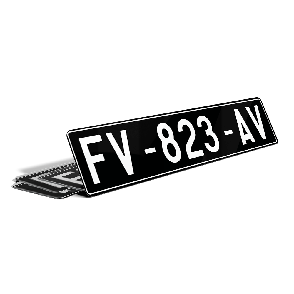 Plaque D'immatriculation Décorative Noire Pour Voiture - Format 52x11 Cm - Plexiglas PMMA 3mm Anti-UV - Personnalisable (département Et Texte)