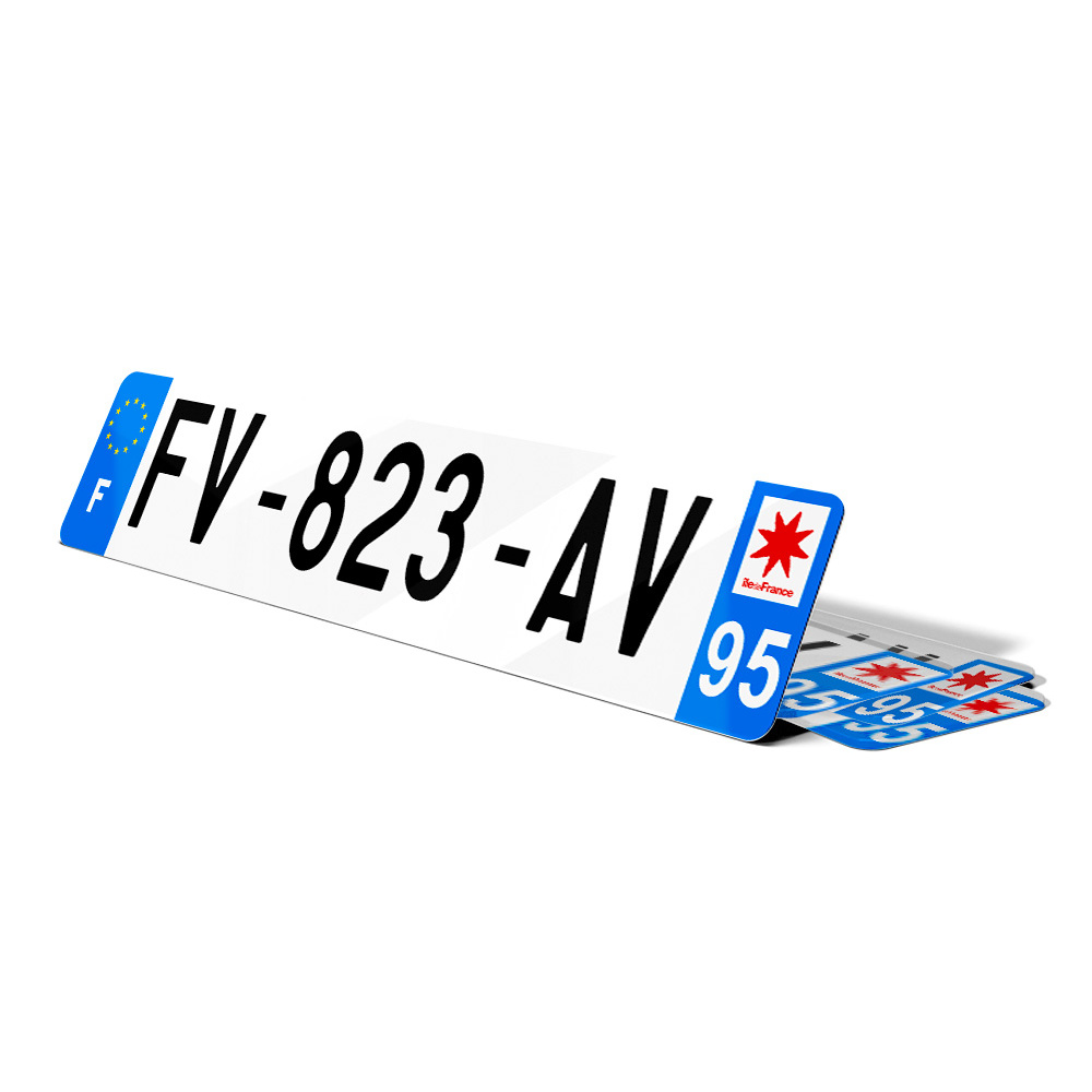  SAFIRMES 2 Autocollants 95 Val d'oise ile de France Plaque  immatriculation département Auto 95 : Angles arrondis