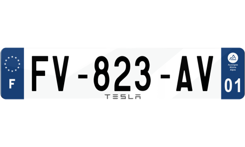 Plaque immatriculaton Texte Tesla