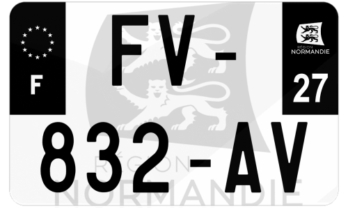 Plaque d'immatriculation moto noire fond logo Eure 27