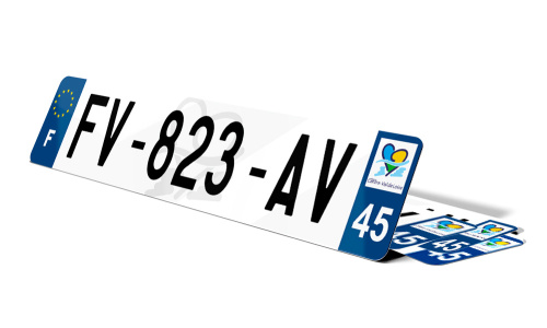 Plaque d'immatriculation fond logo Loiret 45