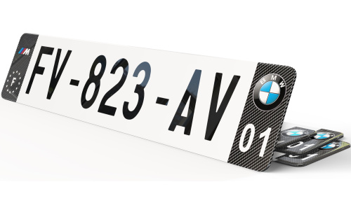 Plaque immatriculation Noire Eurofrance Carbone BMW