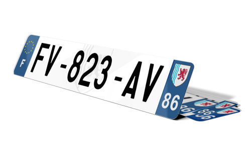 Plaque d'immatriculation fond logo Vienne 86