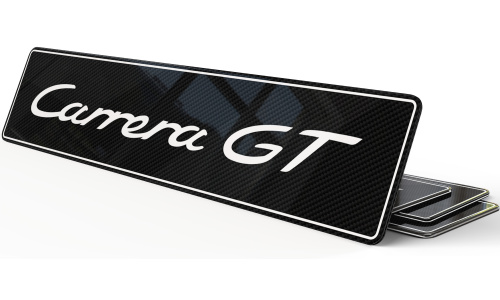 Plaque décorative Noire Carrera GT Porsche Carbone liseré blanc