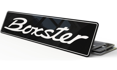 Plaque décorative Noire Boxster Porsche Carbone liseré blanc