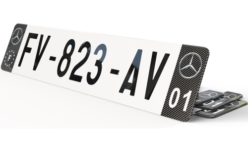 Plaque immatriculation Noire Eurofrance Mercedes Carbone 2