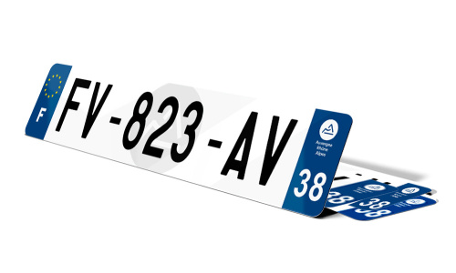 Plaque d'immatriculation fond logo Isère 38