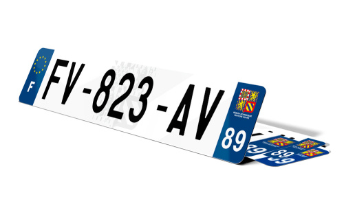 Plaque d'immatriculation fond logo Yonne 89