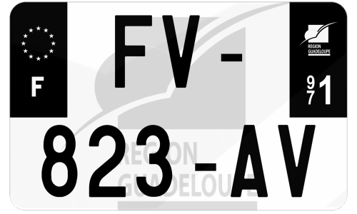 Plaque d'immatriculation moto noire fond logo Guadeloupe 971