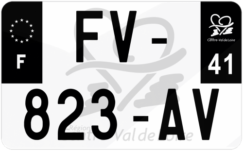Plaque d'immatriculation moto noire fond logo Loir-et-Cher 41