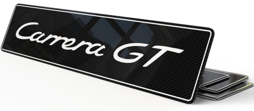 Plaque décorative Noire Carrera GT Porsche Carbone liseré blanc