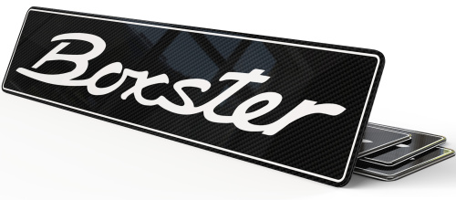 Plaque décorative Noire Boxster Porsche Carbone liseré blanc