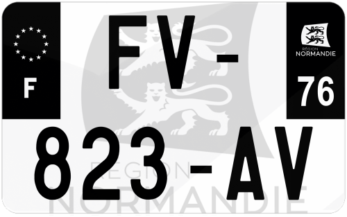 Plaque d'immatriculation moto noire fond logo Seine-Maritime 76