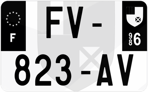 Plaque d'immatriculation moto noire fond logo Wallis et Futuna 986