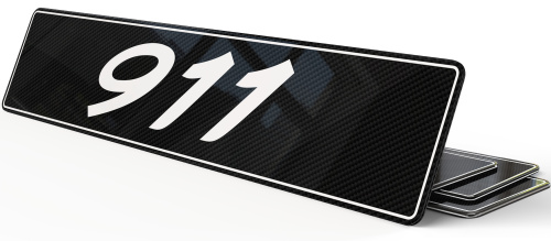 Plaque décorative Noire 911 Carbone liseré blanc