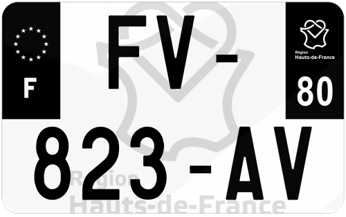 Plaque d'immatriculation moto noire fond logo Somme 80